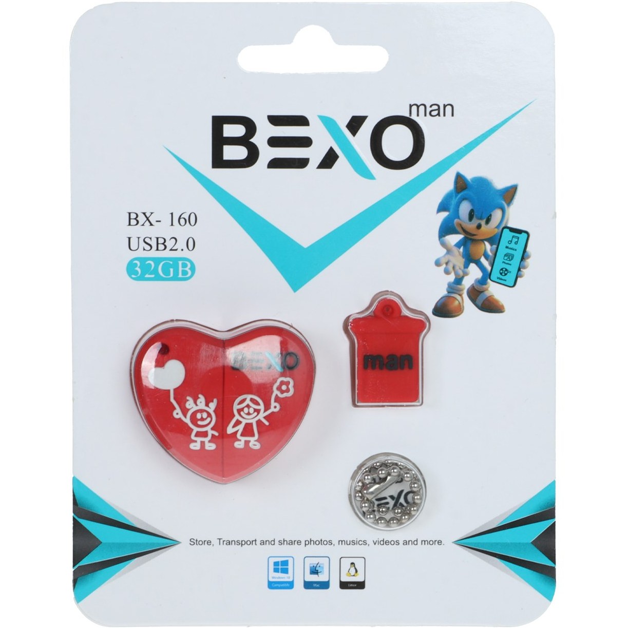 تصویر  فلش عروسکی بکسو من مدل BX-160 ظرفیت 32 گیگابایت